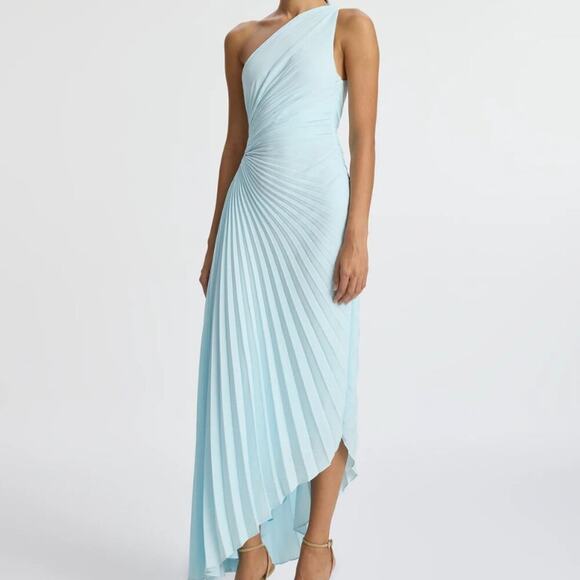 ALC Delfina Matte Pleated Dress Aqua Baby Blue US 6 - Picture 3 of 8